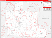 Athens County Wall Map Red Line Style