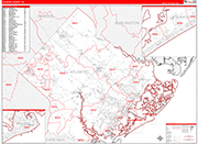 Atlantic County Wall Map Red Line Style