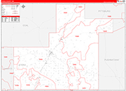 Atoka County Wall Map Red Line Style