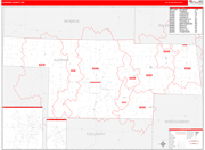 Audrain County Wall Map Red Line Style