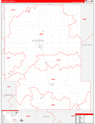 Audubon County Wall Map Red Line Style