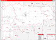 Auglaize County Wall Map Red Line Style