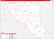 Austin County Wall Map Red Line Style
