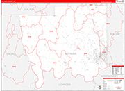 Autauga County Wall Map Red Line Style
