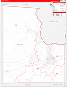 Baker County Wall Map Red Line Style