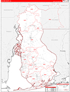 Baldwin County Wall Map Red Line Style