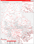 Baltimore County Wall Map Red Line Style