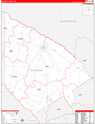 Bamberg County Wall Map Red Line Style