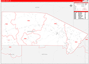 Bandera County Wall Map Red Line Style