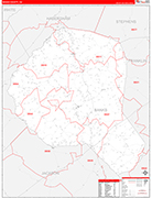 Banks County Wall Map Red Line Style