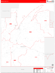 Baraga County Wall Map Red Line Style