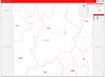 Barber County Wall Map Red Line Style