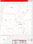 Bartow County Wall Map Red Line Style