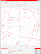Bates County Wall Map Red Line Style