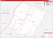 Bath County Wall Map Red Line Style