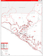 Bay County Wall Map Red Line Style