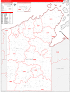 Bayfield County Wall Map Red Line Style