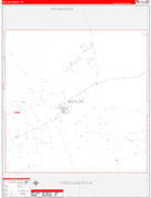 Baylor County Wall Map Red Line Style