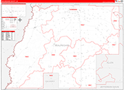 Beauregard County Wall Map Red Line Style