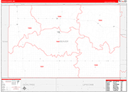 Beaver County Wall Map Red Line Style
