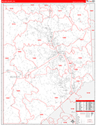 Beaver County Wall Map Red Line Style