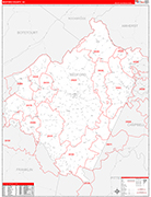 Bedford County Wall Map Red Line Style