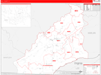 Bell County Wall Map Red Line Style