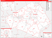 Bell County Wall Map Red Line Style