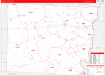 Belmont County Wall Map Red Line Style