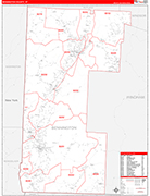 Bennington County Wall Map Red Line Style