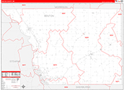 Benton County Wall Map Red Line Style