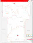 Benton County Wall Map Red Line Style