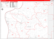 Benzie County Wall Map Red Line Style