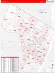 Bergen County Wall Map Red Line Style