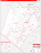 Berkeley County Wall Map Red Line Style
