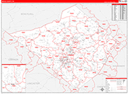 Berks Wall Map Red Line Style