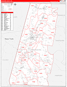 Berkshire Wall Map Red Line Style