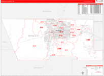 Bernalillo County Wall Map Red Line Style