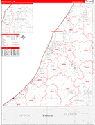 Berrien County Wall Map Red Line Style