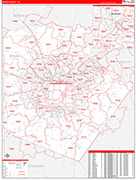 Bexar County Wall Map Red Line Style
