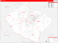 Bibb Wall Map Red Line Style