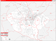 Bibb County Wall Map Red Line Style