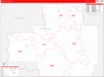 Bienville County Wall Map Red Line Style