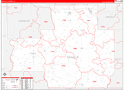 Bienville County Wall Map Red Line Style