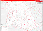 Bladen County Wall Map Red Line Style