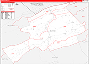Bland County Wall Map Red Line Style