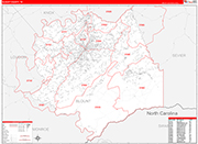 Blount County Wall Map Red Line Style