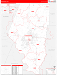 Boone County Wall Map Red Line Style