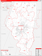 Boone County Wall Map Red Line Style