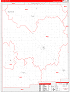 Boone County Wall Map Red Line Style